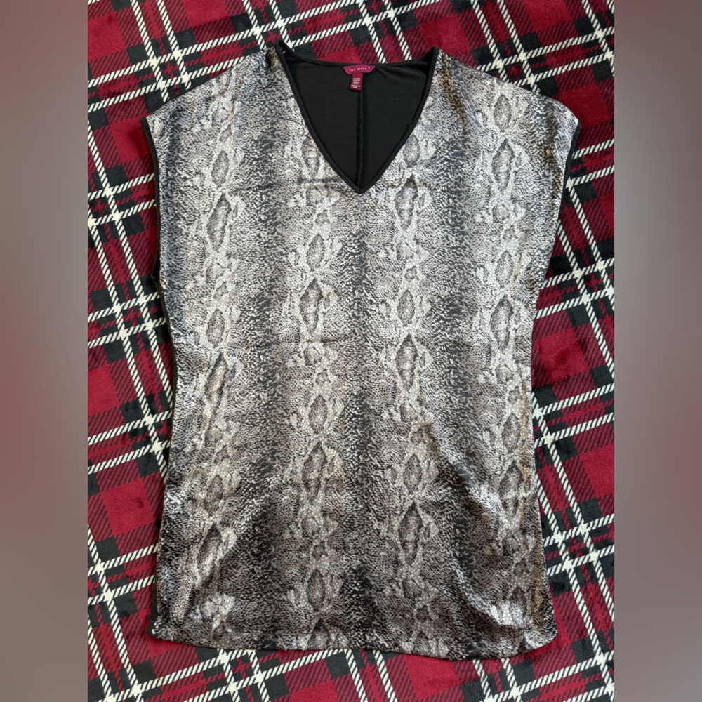 Ted Baker 3 Snakeskin Truei Tunic Top V-Neck
